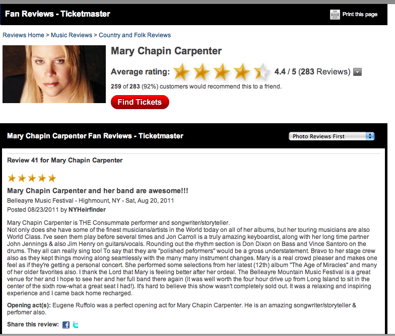 mary chapin review--RE